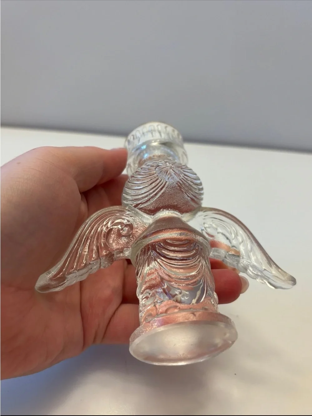 Clear Glass Angel Candle Holder
